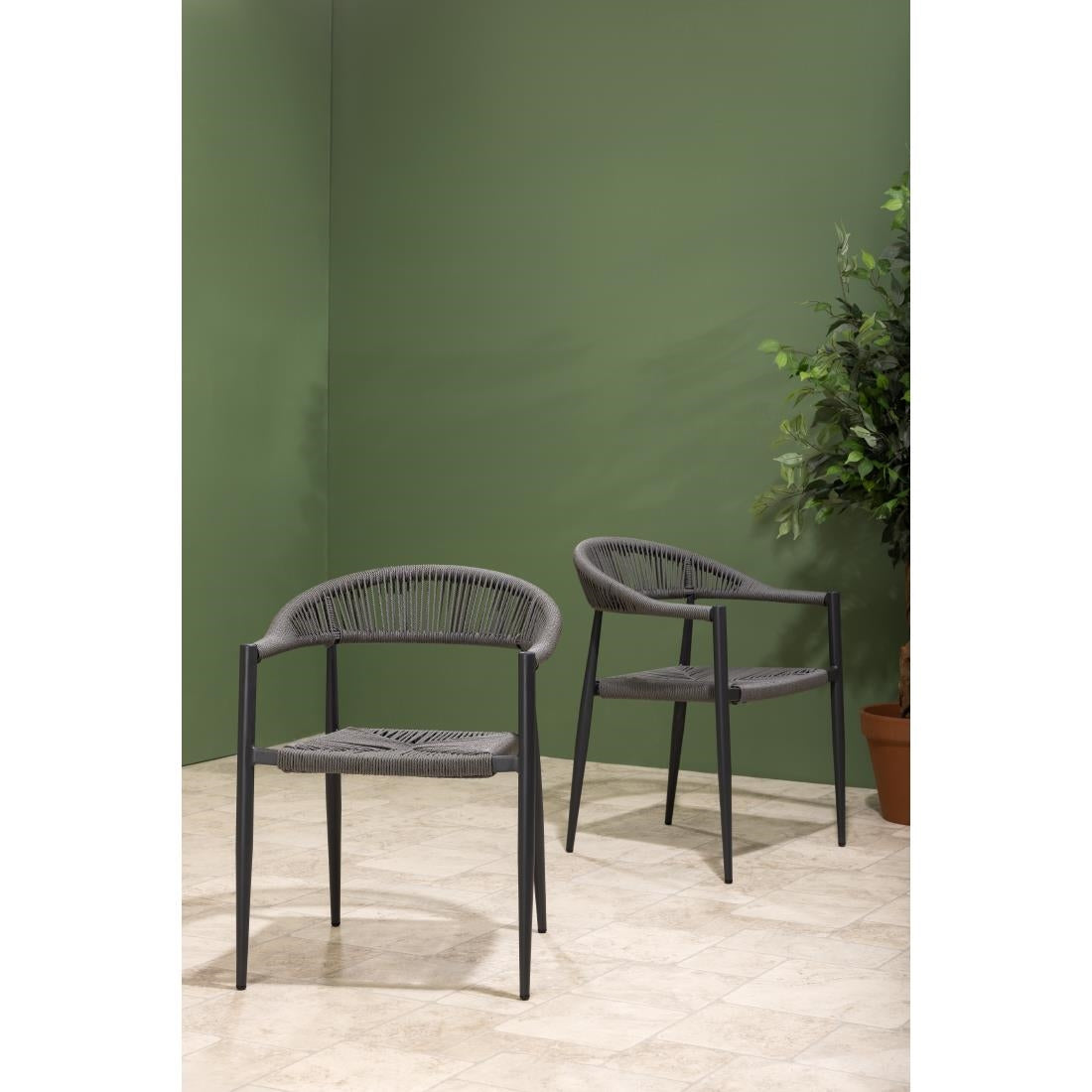 HZ590 Bolero Eden PE Twist Rattan Outdoor Arm Chair Charcoal (Set 4)