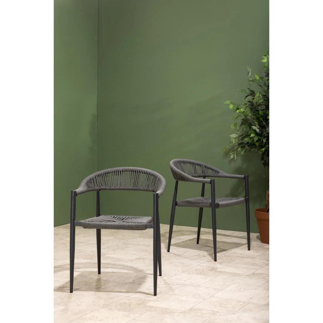 HZ590 Bolero Eden PE Twist Rattan Outdoor Arm Chair Charcoal (Set 4)