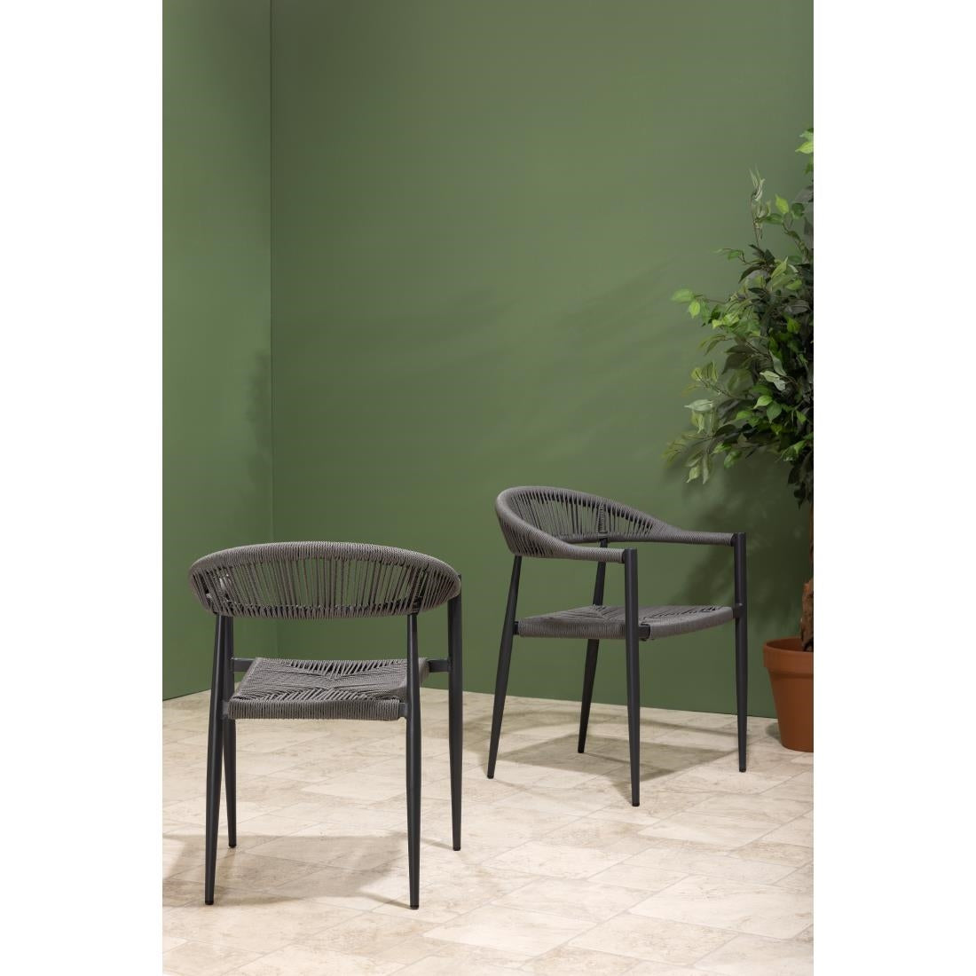 HZ590 Bolero Eden PE Twist Rattan Outdoor Arm Chair Charcoal (Set 4)