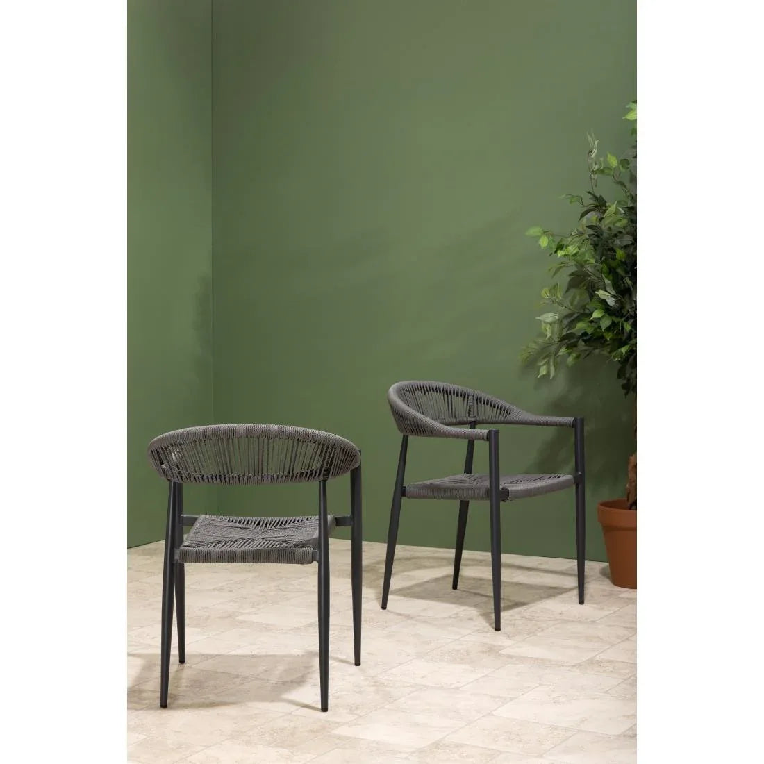 HZ590 Bolero Eden PE Twist Rattan Outdoor Arm Chair Charcoal (Set 4)