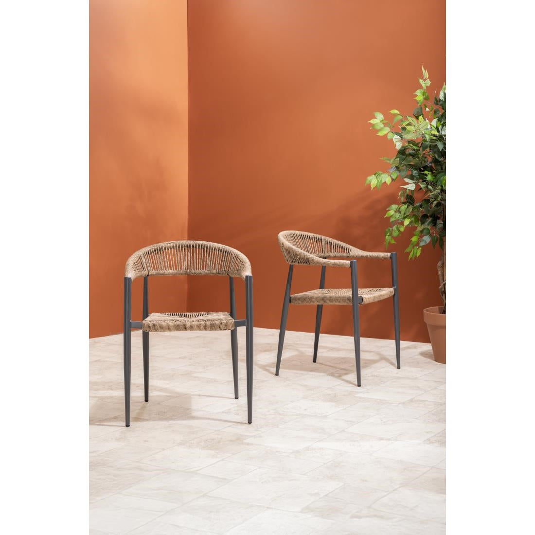 HZ591 Bolero Eden PE Twist Rattan Outdoor Arm Chair Natural (Set 4)