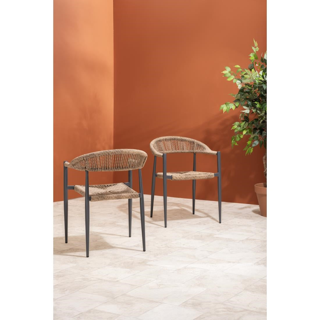 HZ591 Bolero Eden PE Twist Rattan Outdoor Arm Chair Natural (Set 4)