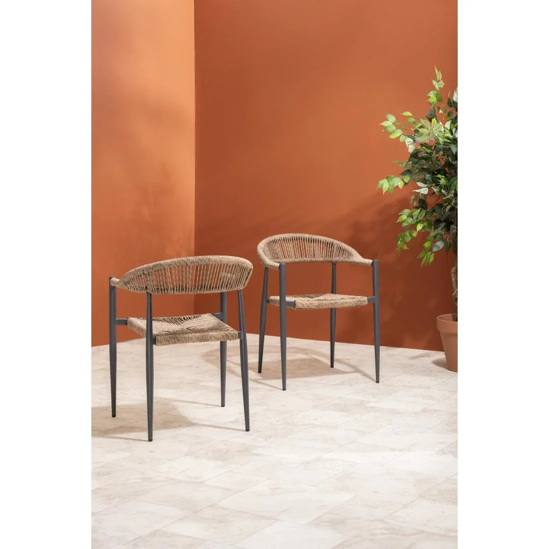 HZ591 Bolero Eden PE Twist Rattan Outdoor Arm Chair Natural (Set 4)