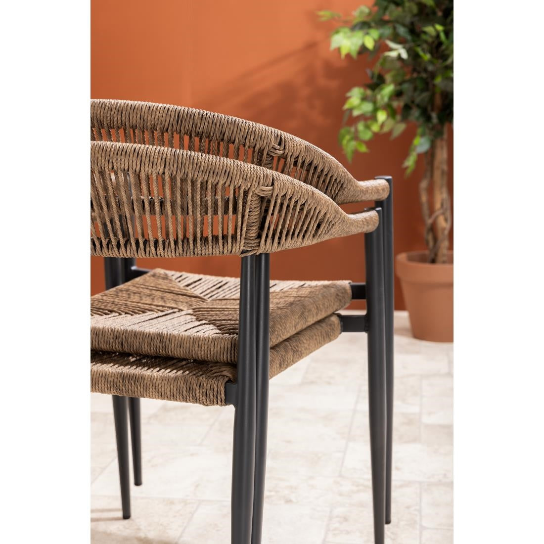 HZ591 Bolero Eden PE Twist Rattan Outdoor Arm Chair Natural (Set 4)