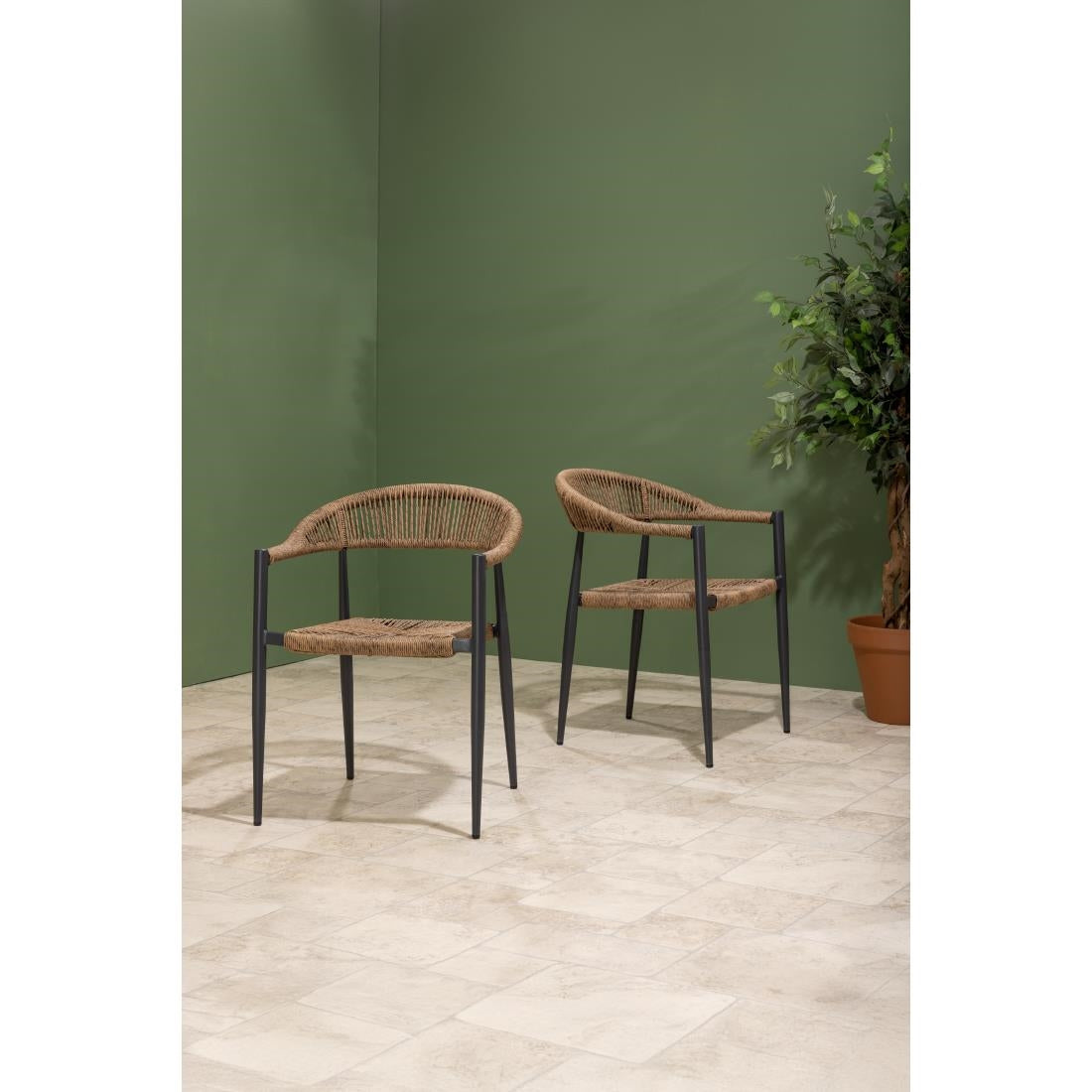 HZ591 Bolero Eden PE Twist Rattan Outdoor Arm Chair Natural (Set 4)