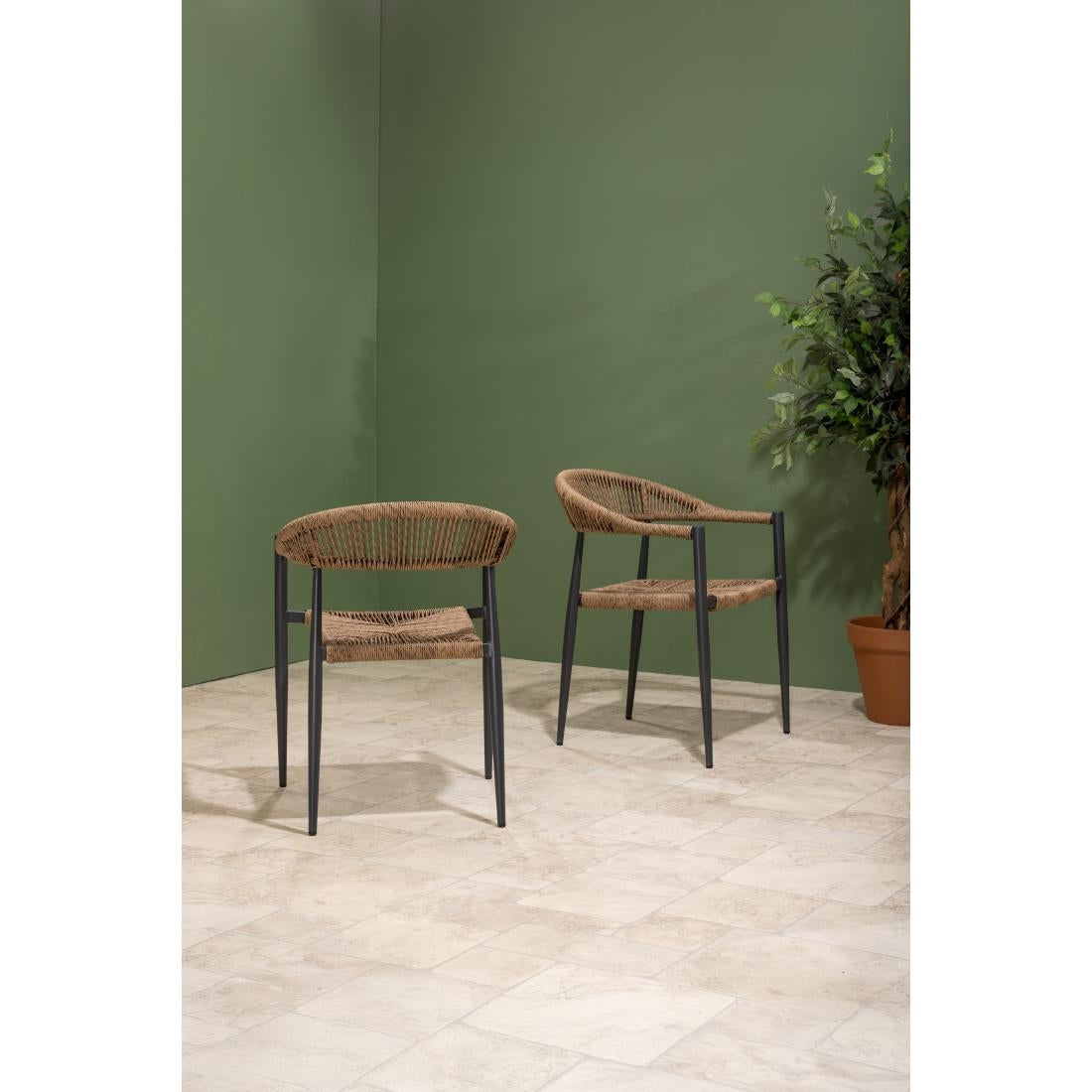 HZ591 Bolero Eden PE Twist Rattan Outdoor Arm Chair Natural (Set 4)