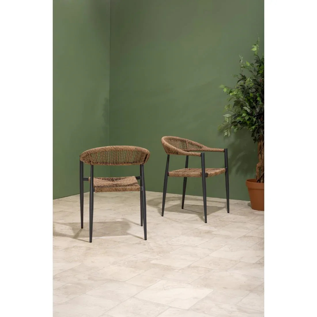 HZ591 Bolero Eden PE Twist Rattan Outdoor Arm Chair Natural (Set 4)
