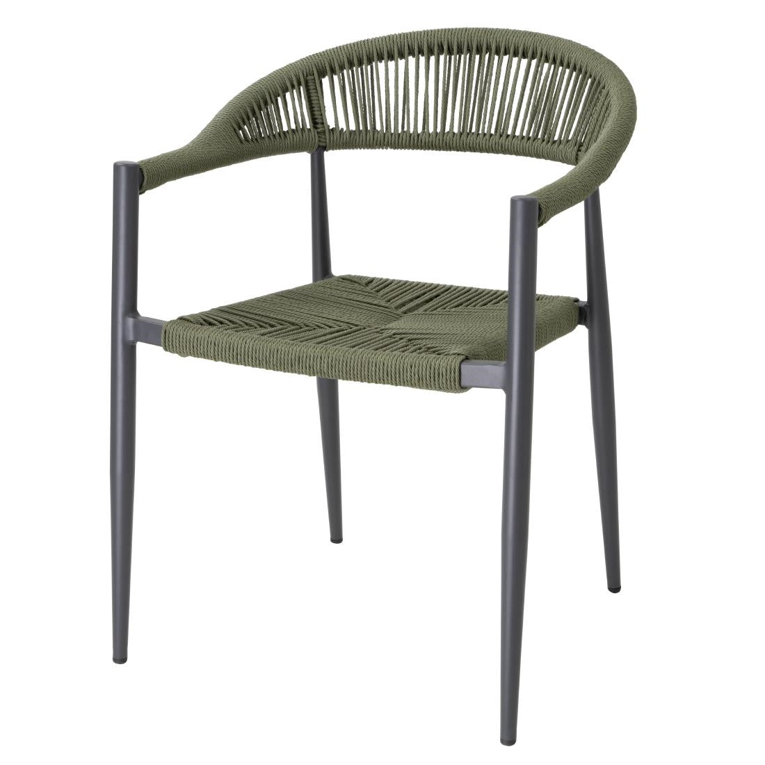 HZ592 Bolero Eden PE Twist Rattan Outdoor Arm Chair Green (Set 4)