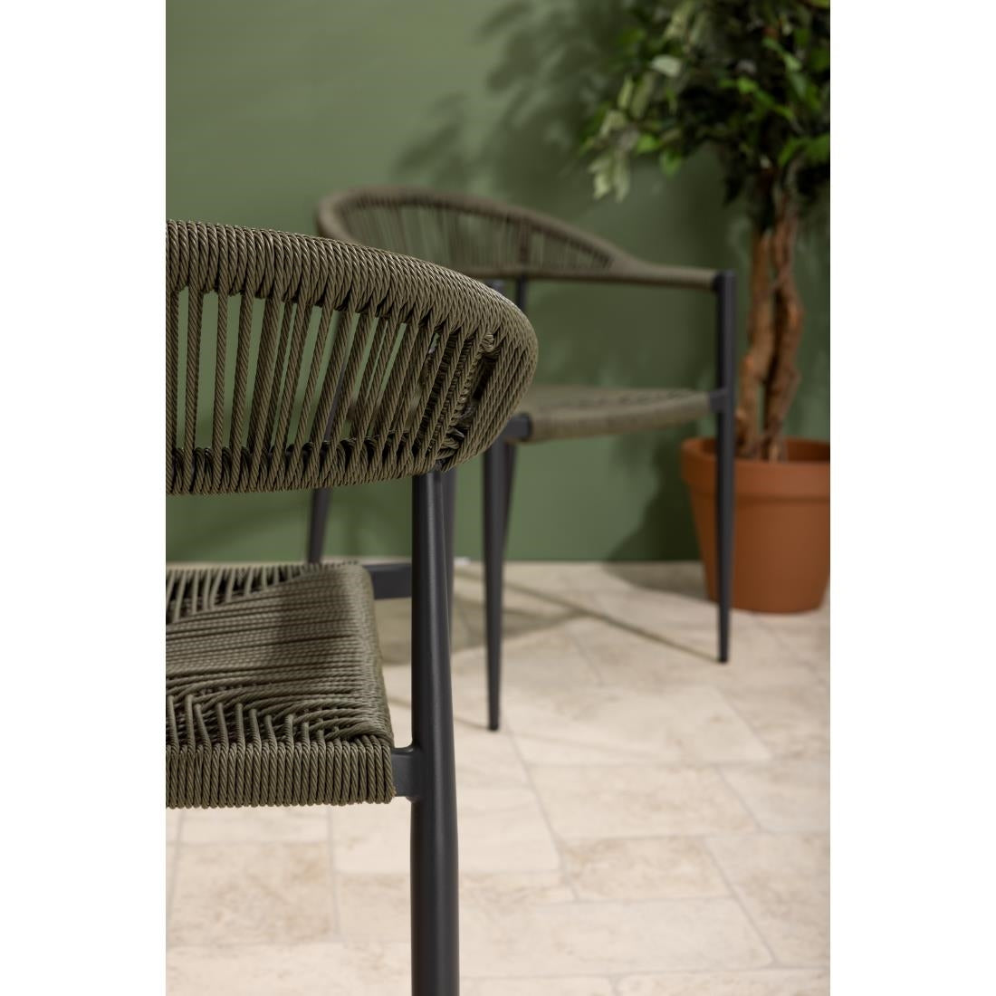 HZ592 Bolero Eden PE Twist Rattan Outdoor Arm Chair Green (Set 4)