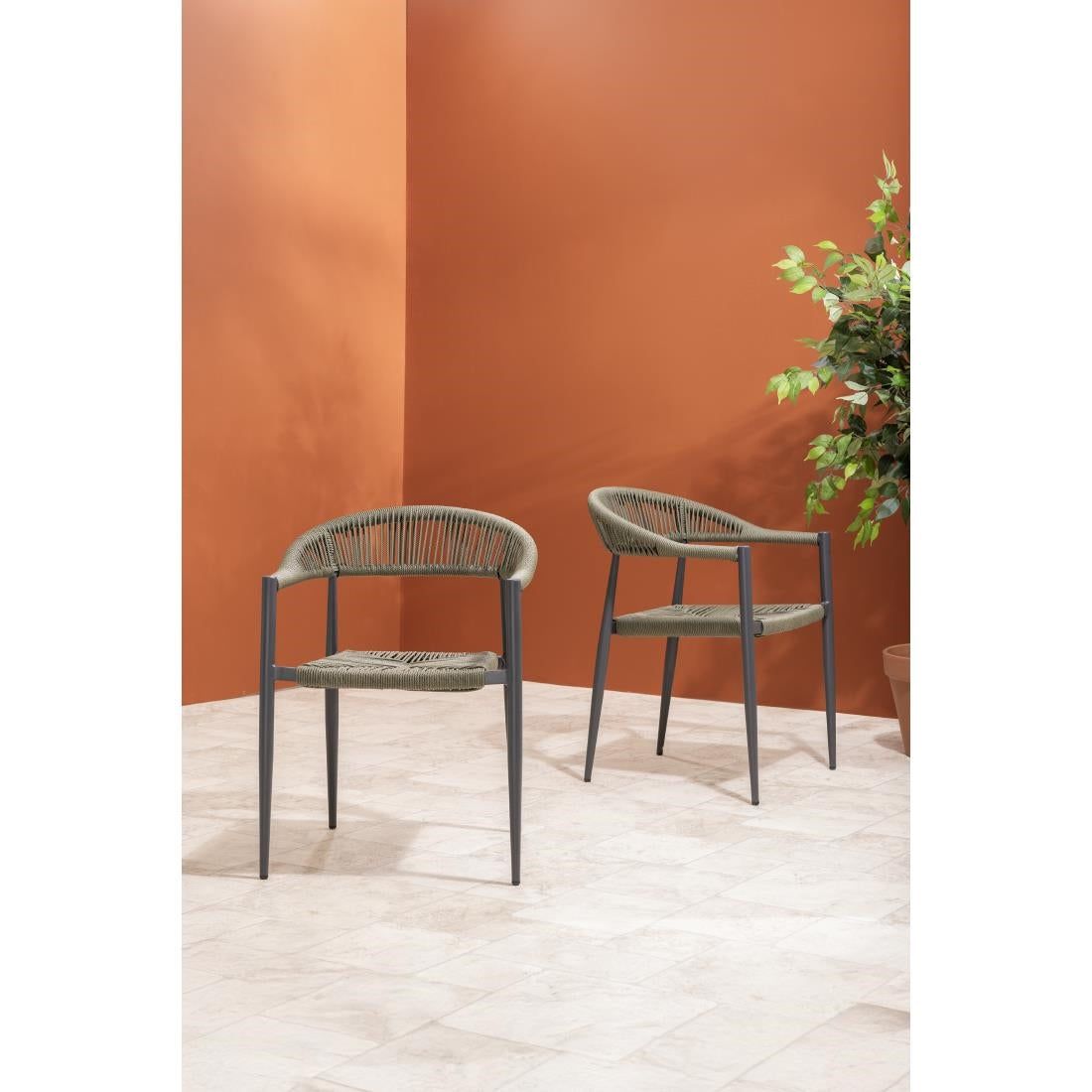 HZ592 Bolero Eden PE Twist Rattan Outdoor Arm Chair Green (Set 4)