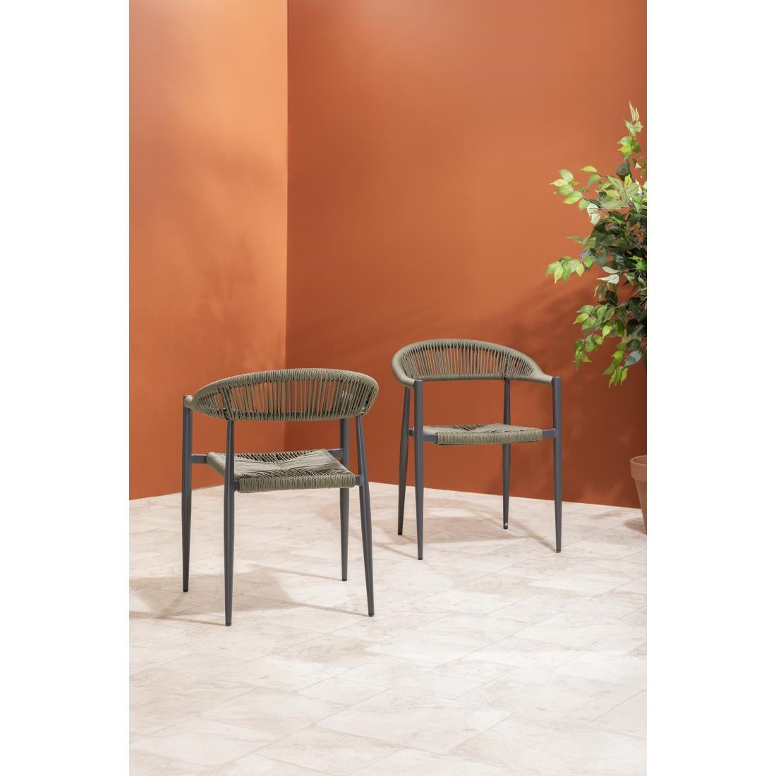 HZ592 Bolero Eden PE Twist Rattan Outdoor Arm Chair Green (Set 4)