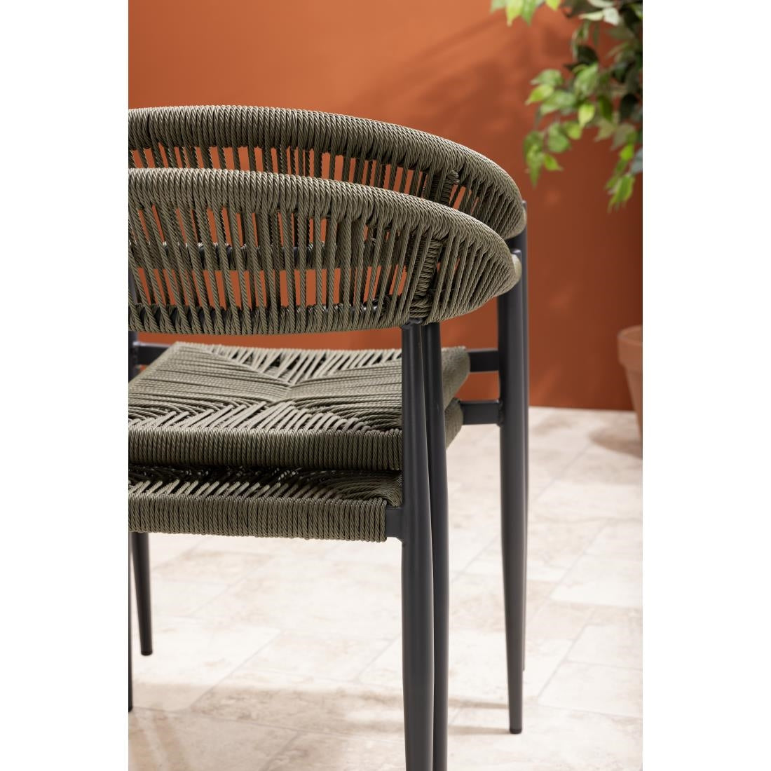 HZ592 Bolero Eden PE Twist Rattan Outdoor Arm Chair Green (Set 4)