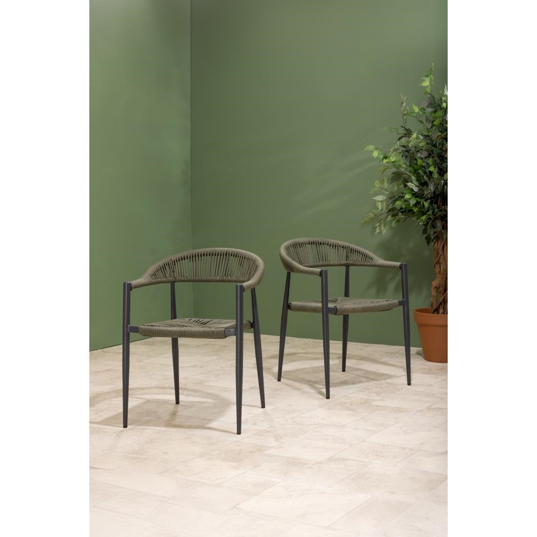 HZ592 Bolero Eden PE Twist Rattan Outdoor Arm Chair Green (Set 4)