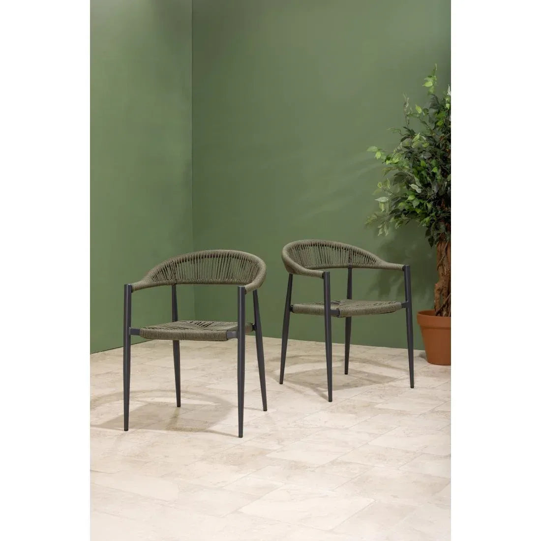 HZ592 Bolero Eden PE Twist Rattan Outdoor Arm Chair Green (Set 4)