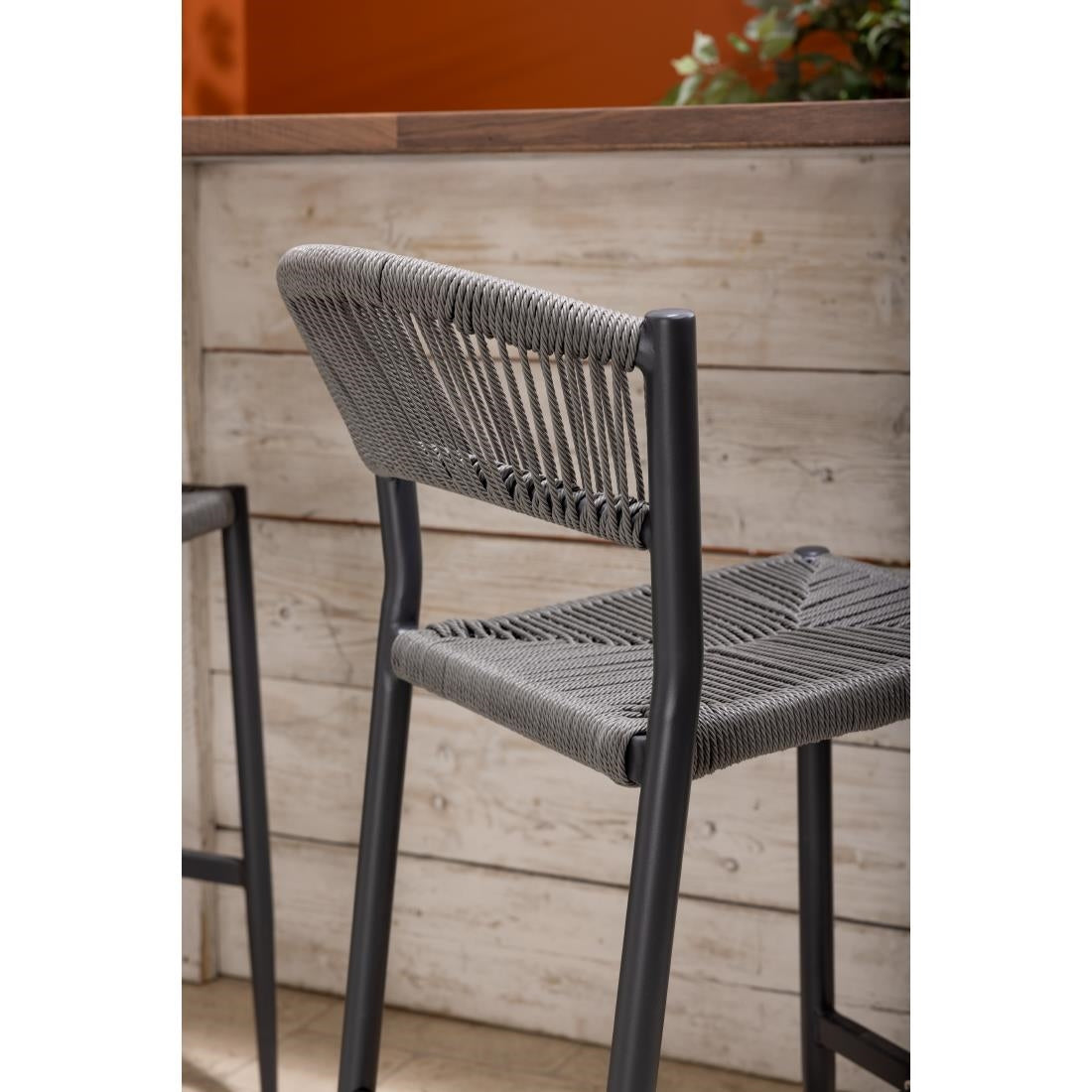 HZ593 Bolero Eden PE Twist Rattan Outdoor Bar Stool Charcoal (Set 2)