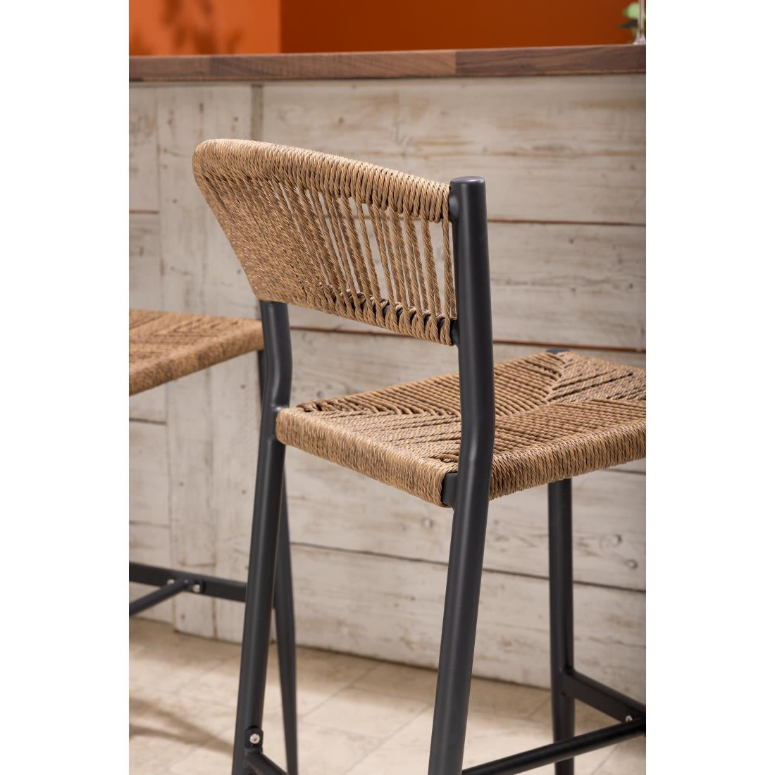 HZ594 Bolero Eden PE Twist Rattan Outdoor Bar Stool Natural (Set 2)
