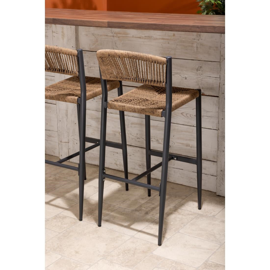 HZ594 Bolero Eden PE Twist Rattan Outdoor Bar Stool Natural (Set 2)