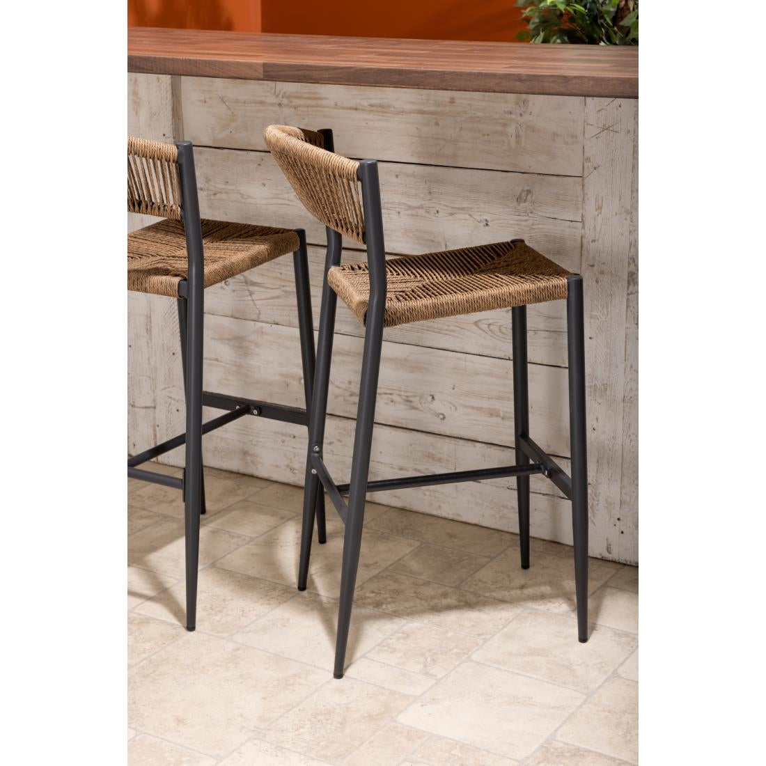 HZ594 Bolero Eden PE Twist Rattan Outdoor Bar Stool Natural (Set 2)