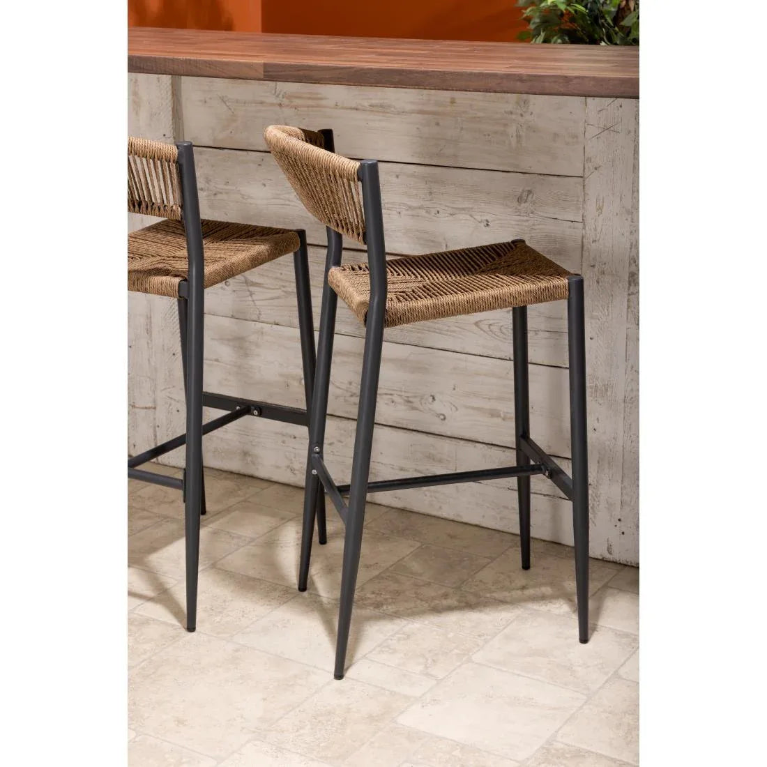 HZ594 Bolero Eden PE Twist Rattan Outdoor Bar Stool Natural (Set 2)