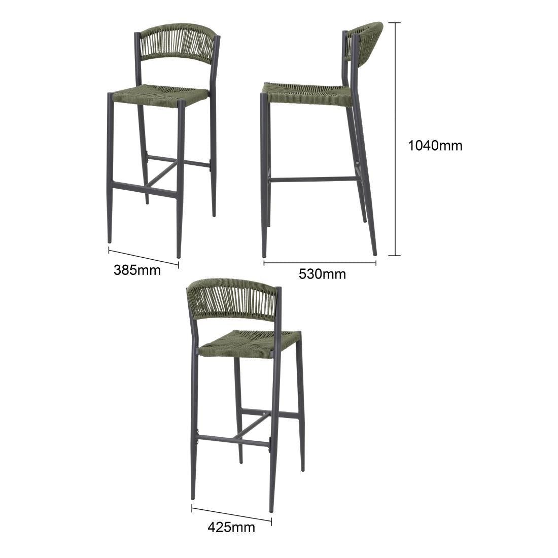 HZ595 Bolero Eden PE Twist Rattan Outdoor Bar Stool Green (Set 2)