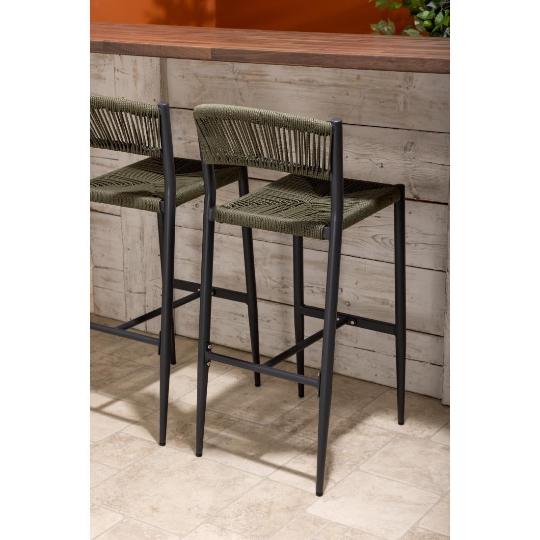 HZ595 Bolero Eden PE Twist Rattan Outdoor Bar Stool Green (Set 2)