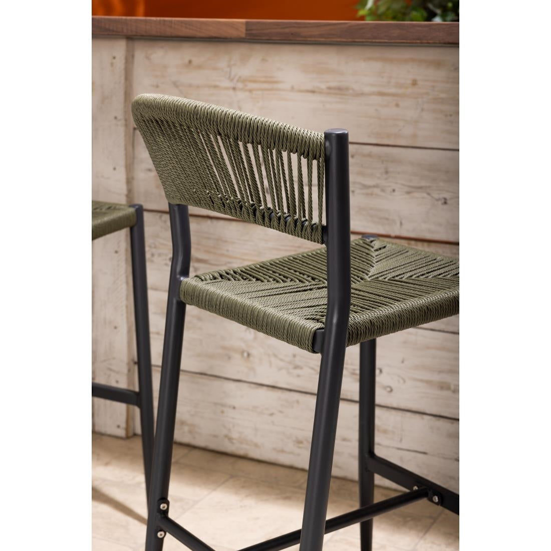 HZ595 Bolero Eden PE Twist Rattan Outdoor Bar Stool Green (Set 2)