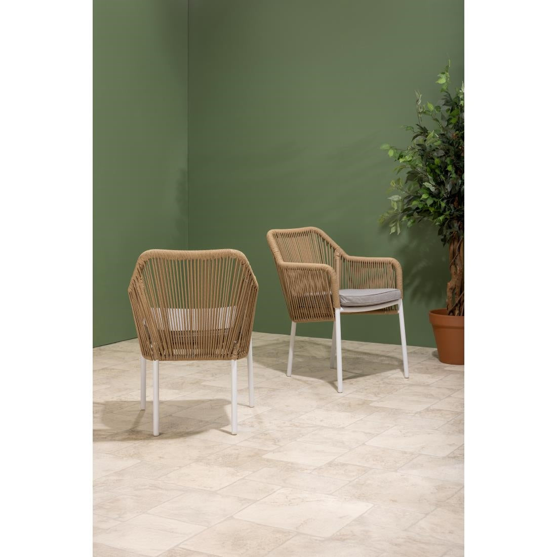 HZ596 Bolero Bay PE Twist Rattan Outdoor Arm Chair Honey (Set 2)