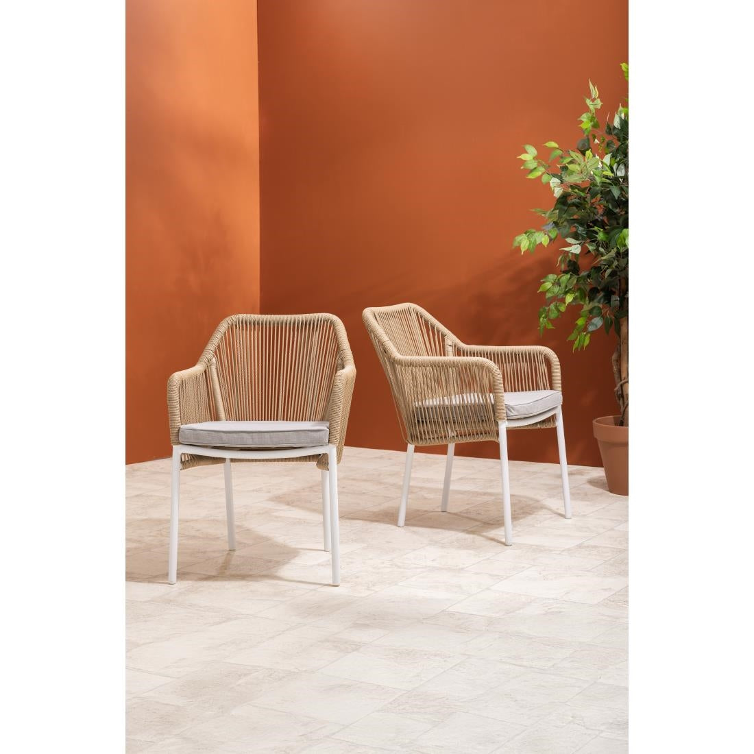 HZ596 Bolero Bay PE Twist Rattan Outdoor Arm Chair Honey (Set 2)