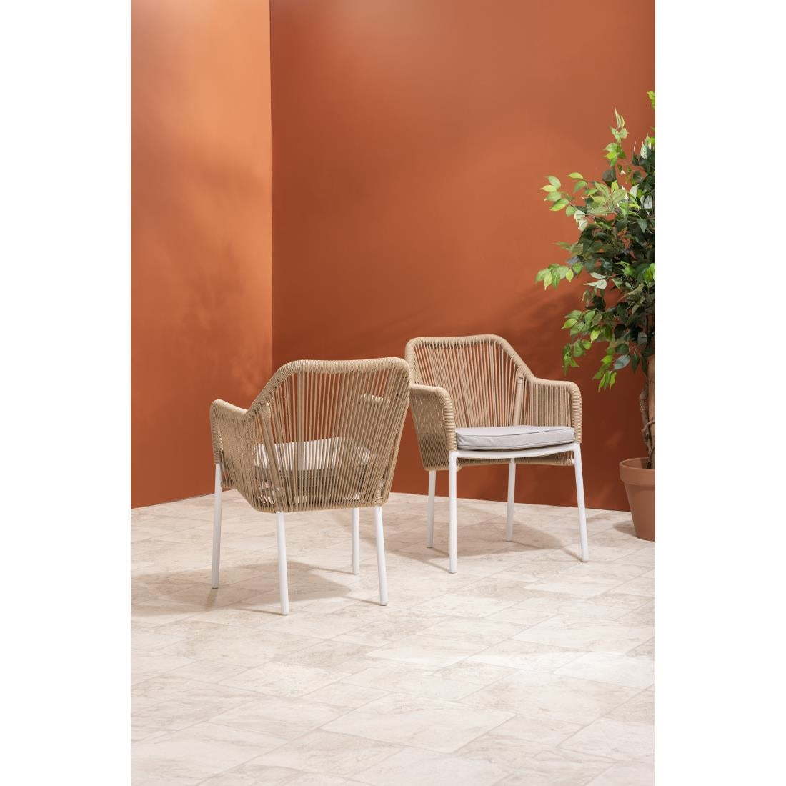 HZ596 Bolero Bay PE Twist Rattan Outdoor Arm Chair Honey (Set 2)