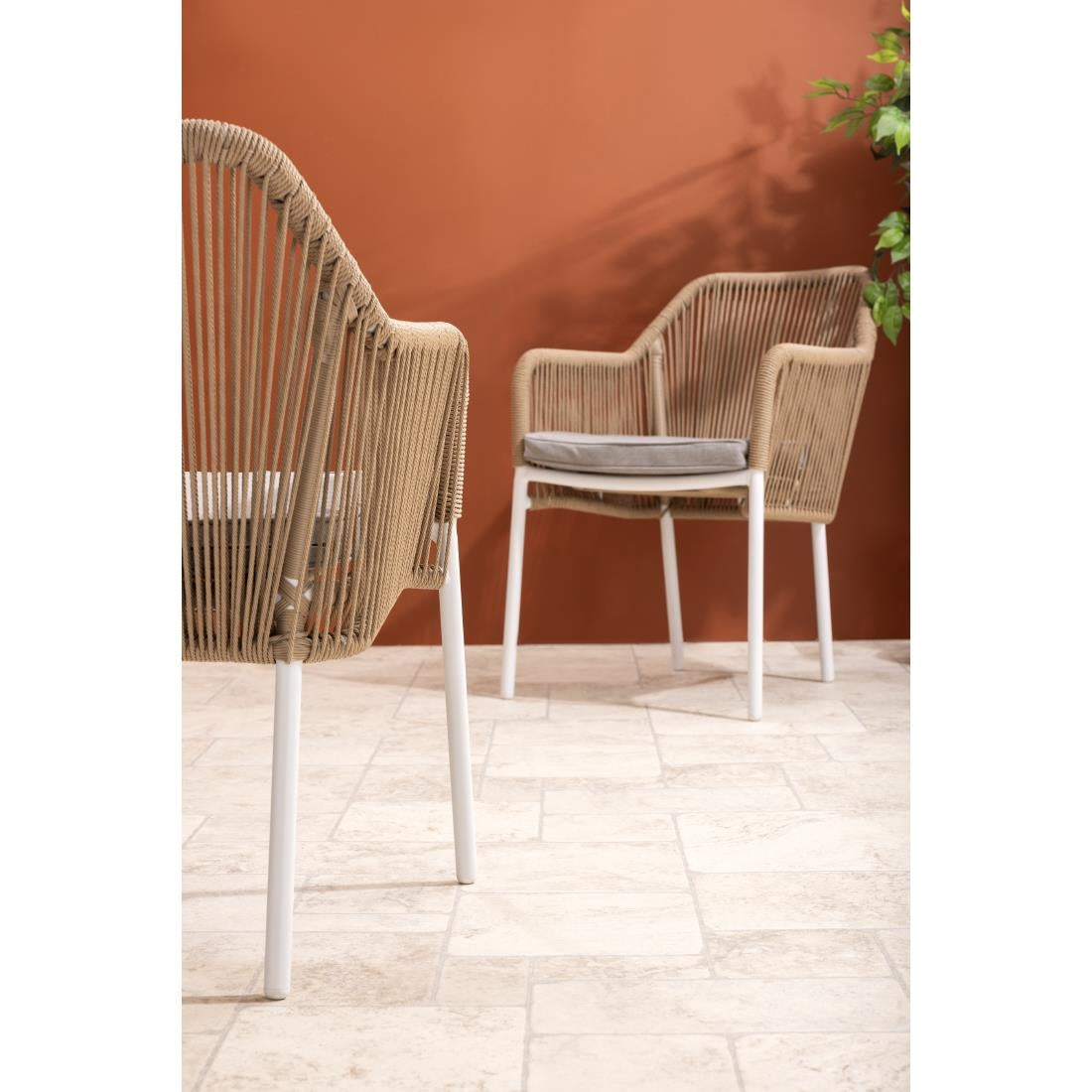HZ596 Bolero Bay PE Twist Rattan Outdoor Arm Chair Honey (Set 2)