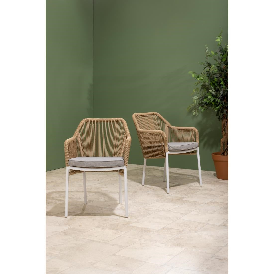HZ596 Bolero Bay PE Twist Rattan Outdoor Arm Chair Honey (Set 2)