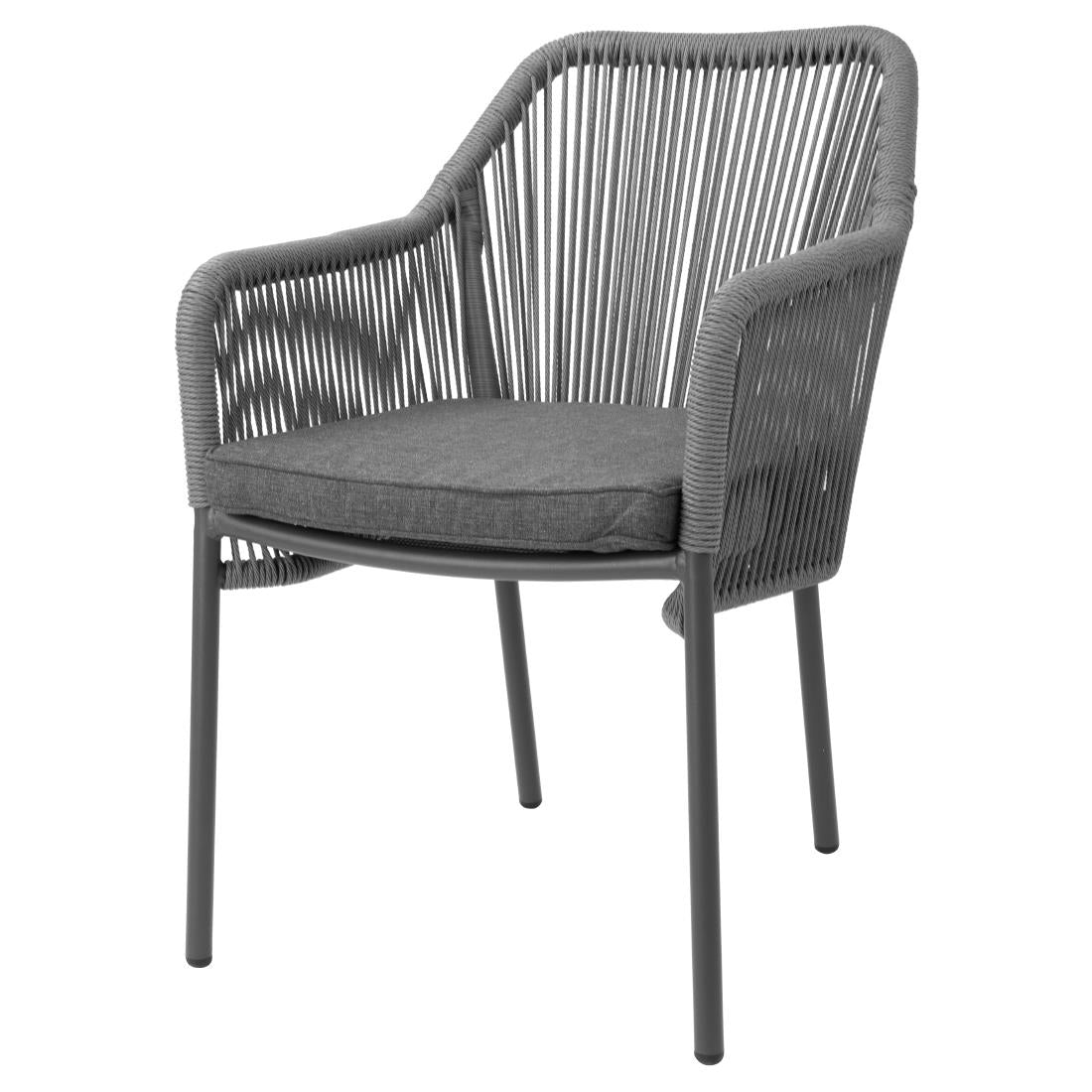 HZ597 Bolero Bay PE Twist Rattan Outdoor Arm Chair Charcoal (Set 2)