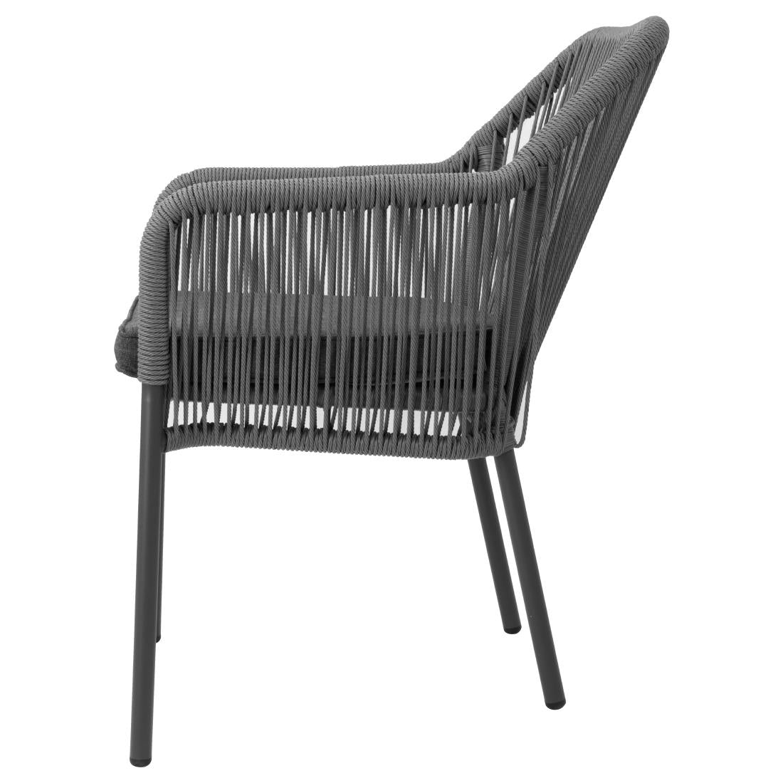 HZ597 Bolero Bay PE Twist Rattan Outdoor Arm Chair Charcoal (Set 2)