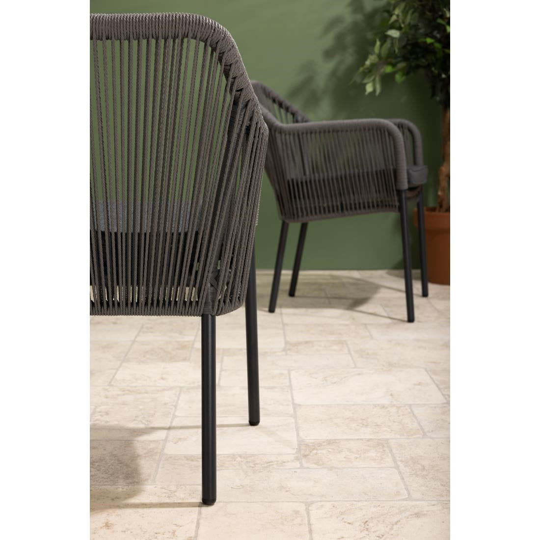 HZ597 Bolero Bay PE Twist Rattan Outdoor Arm Chair Charcoal (Set 2)