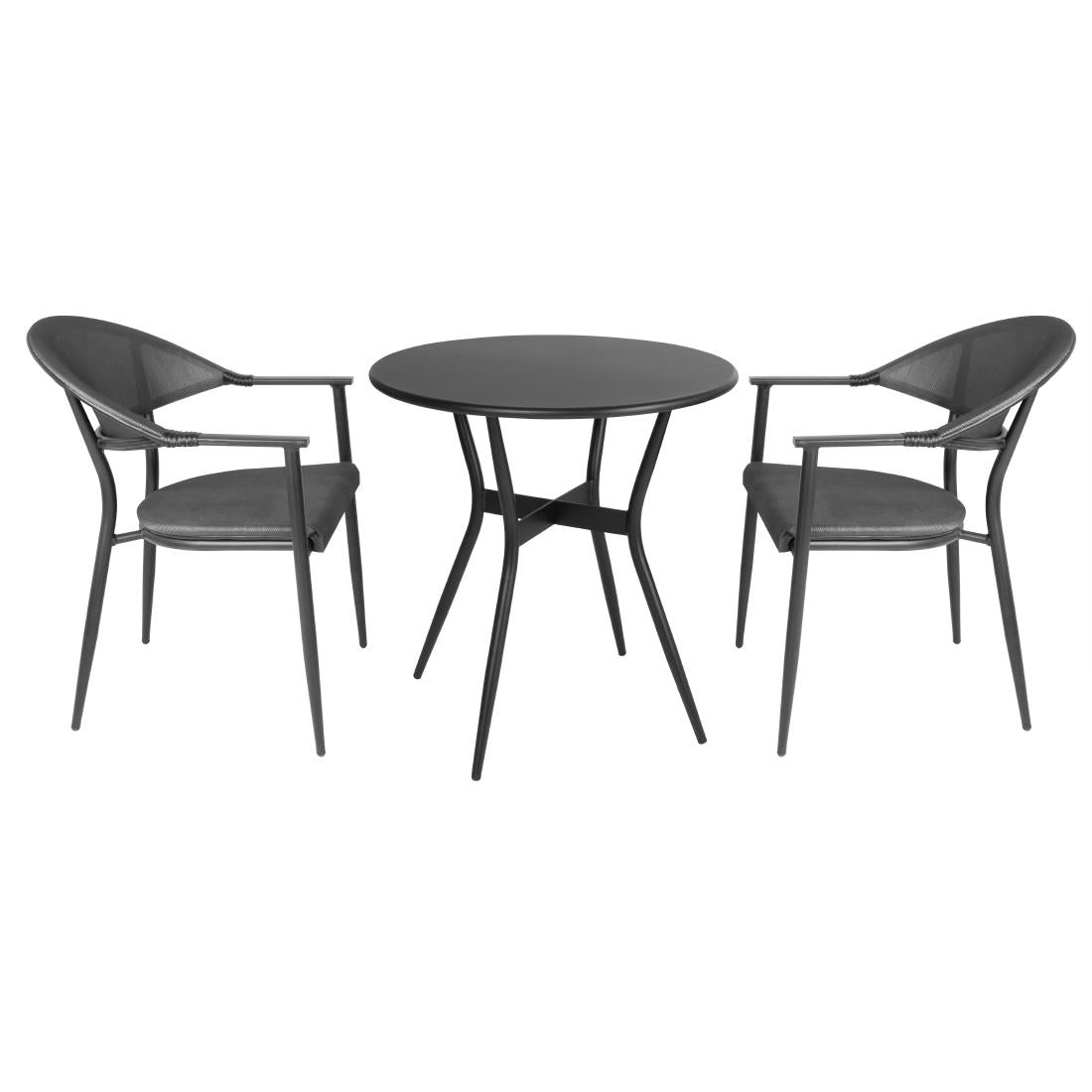 HZ598 Bolero Santiago Outdoor Arm Chair Black (Set 4)