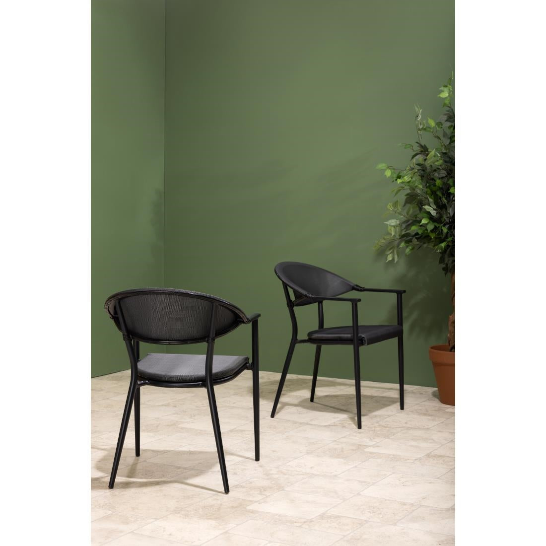 HZ598 Bolero Santiago Outdoor Arm Chair Black (Set 4)