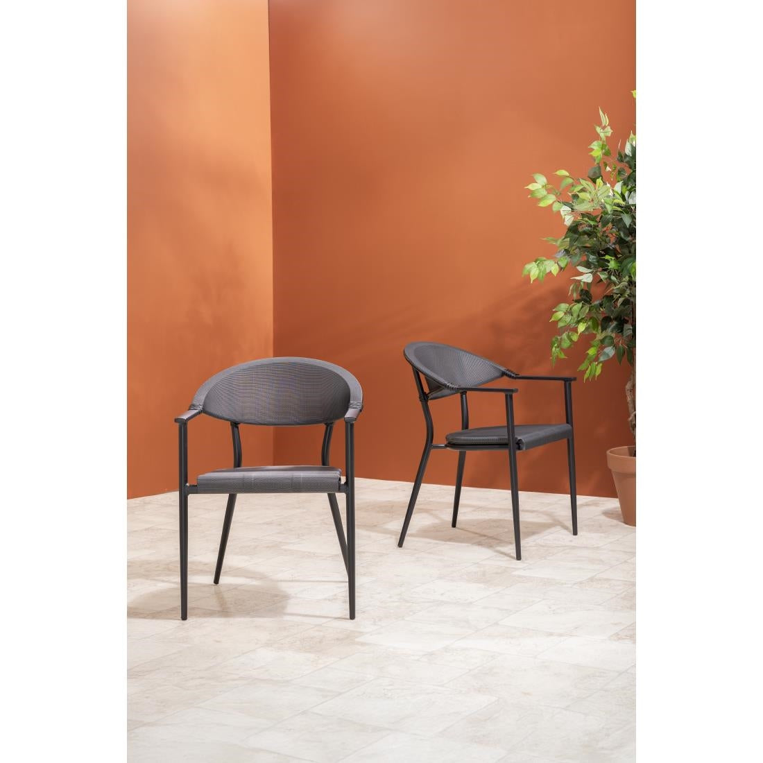 HZ598 Bolero Santiago Outdoor Arm Chair Black (Set 4)