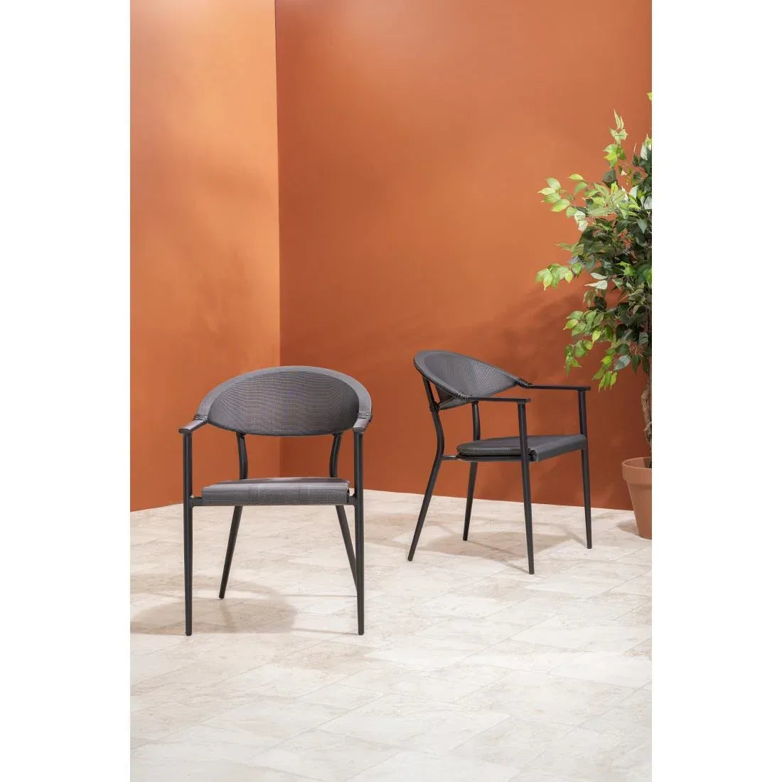 HZ598 Bolero Santiago Outdoor Arm Chair Black (Set 4)