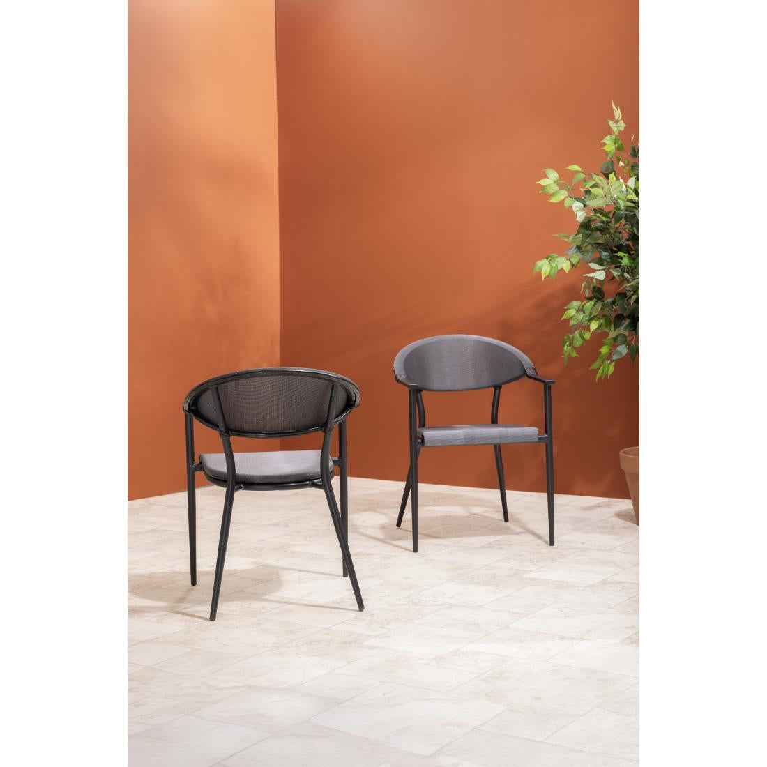 HZ598 Bolero Santiago Outdoor Arm Chair Black (Set 4)