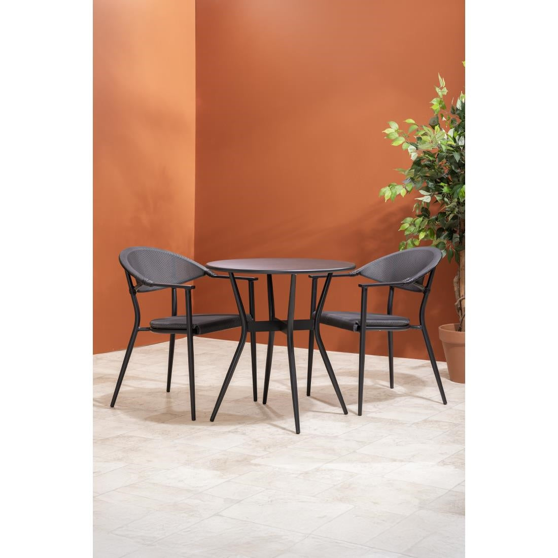 HZ598 Bolero Santiago Outdoor Arm Chair Black (Set 4)