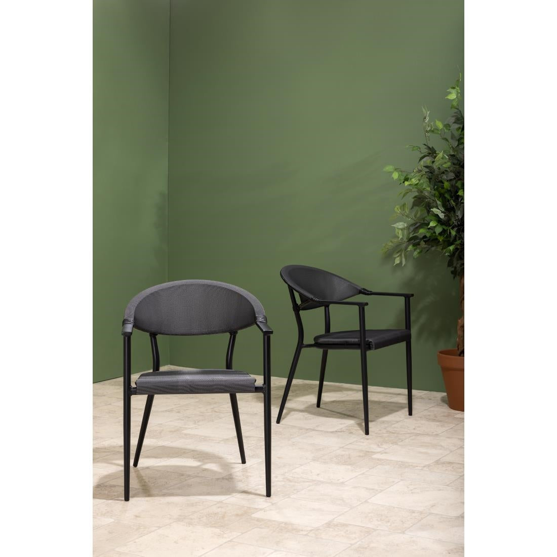HZ598 Bolero Santiago Outdoor Arm Chair Black (Set 4)