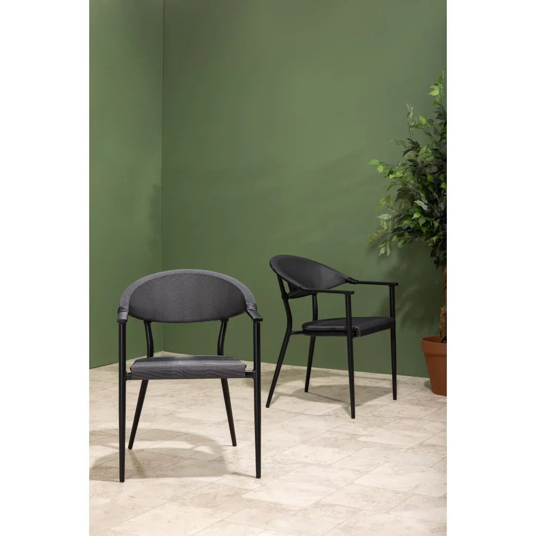 HZ598 Bolero Santiago Outdoor Arm Chair Black (Set 4)