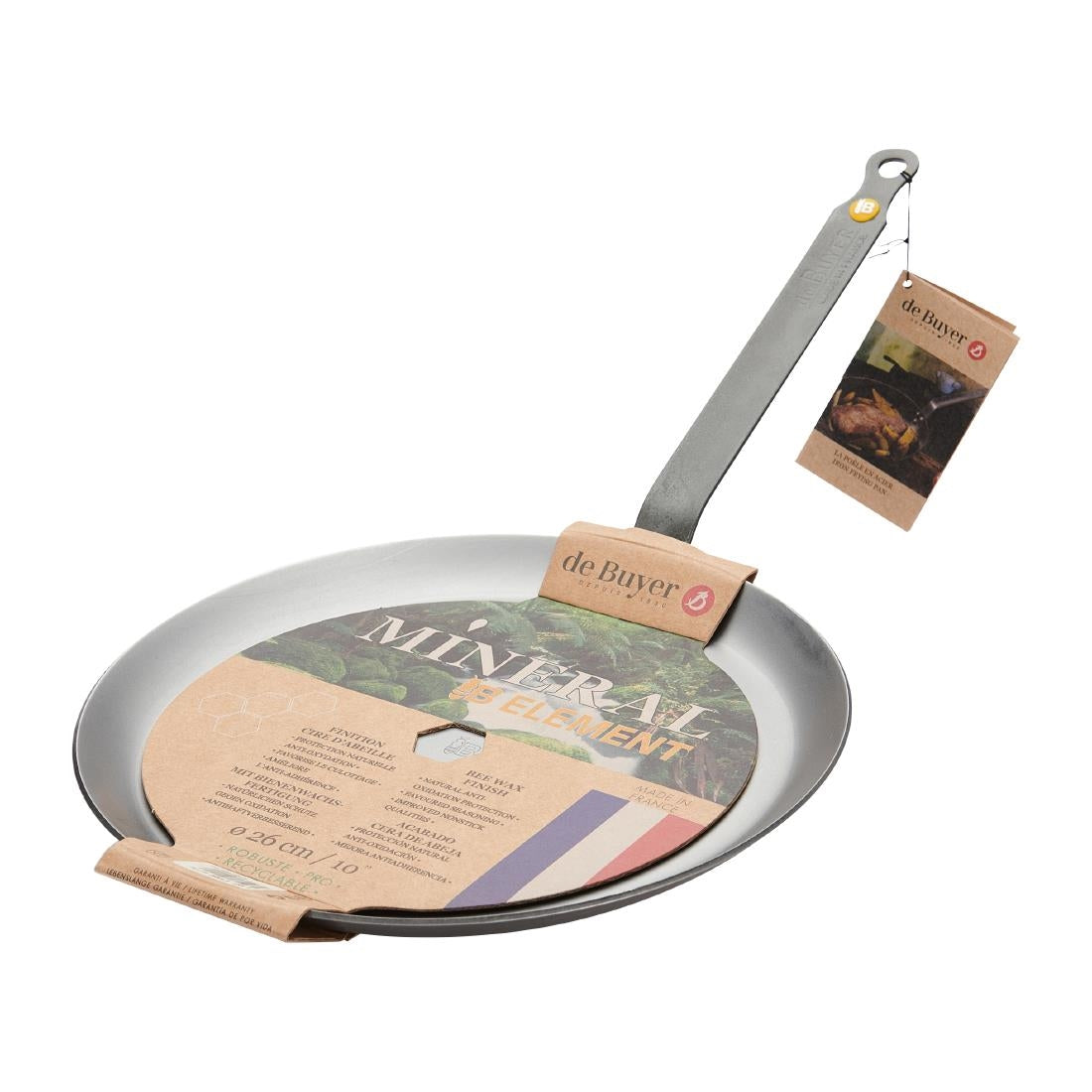 HZ609 - De Buyer Mineral B Steel Round Pancake Pan 26cm