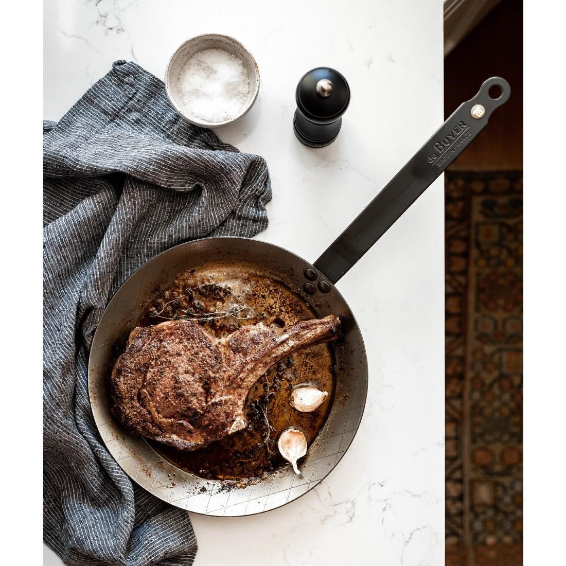 HZ611 - De Buyer Mineral B Steel Steak Frypan 24cm