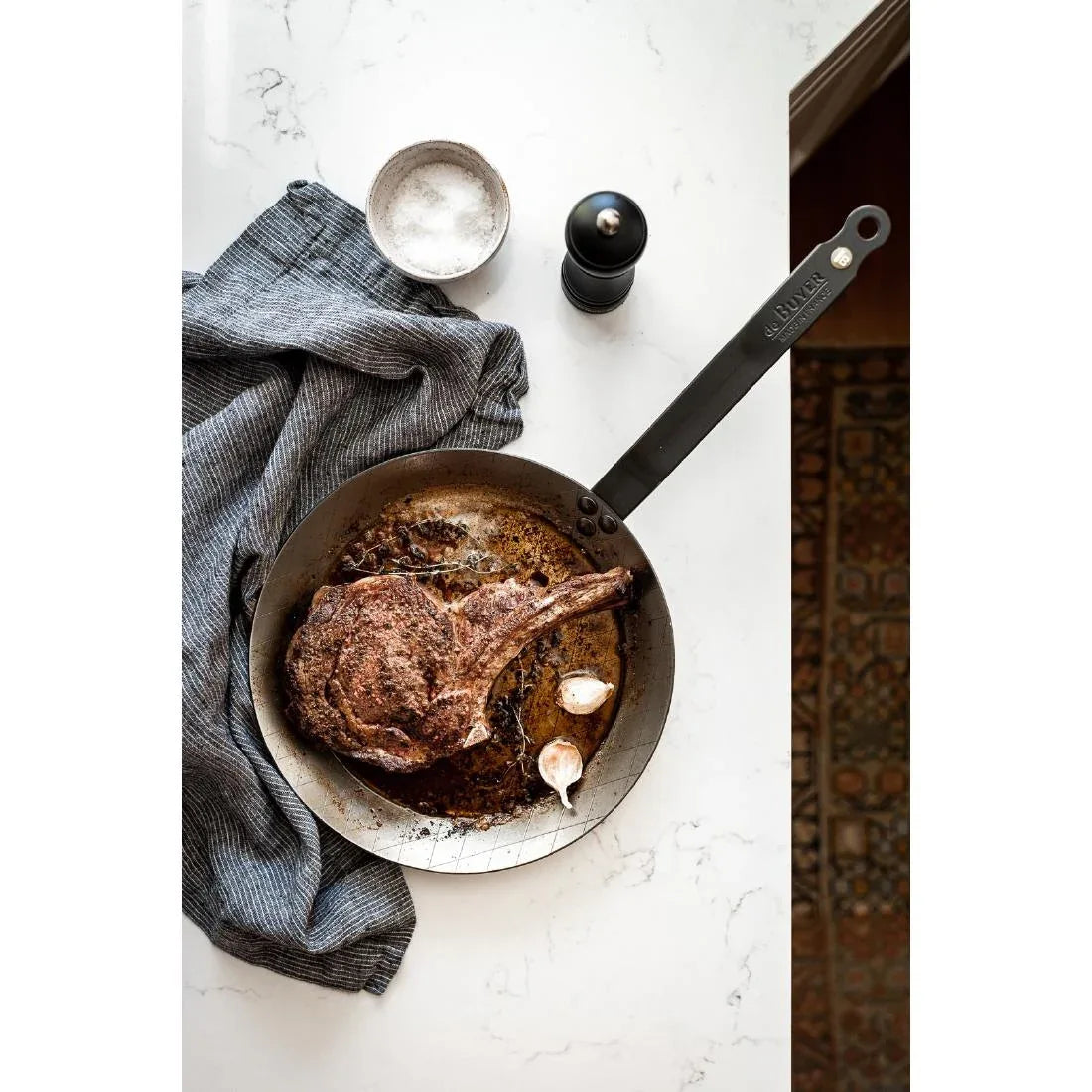 HZ611 - De Buyer Mineral B Steel Steak Frypan 24cm