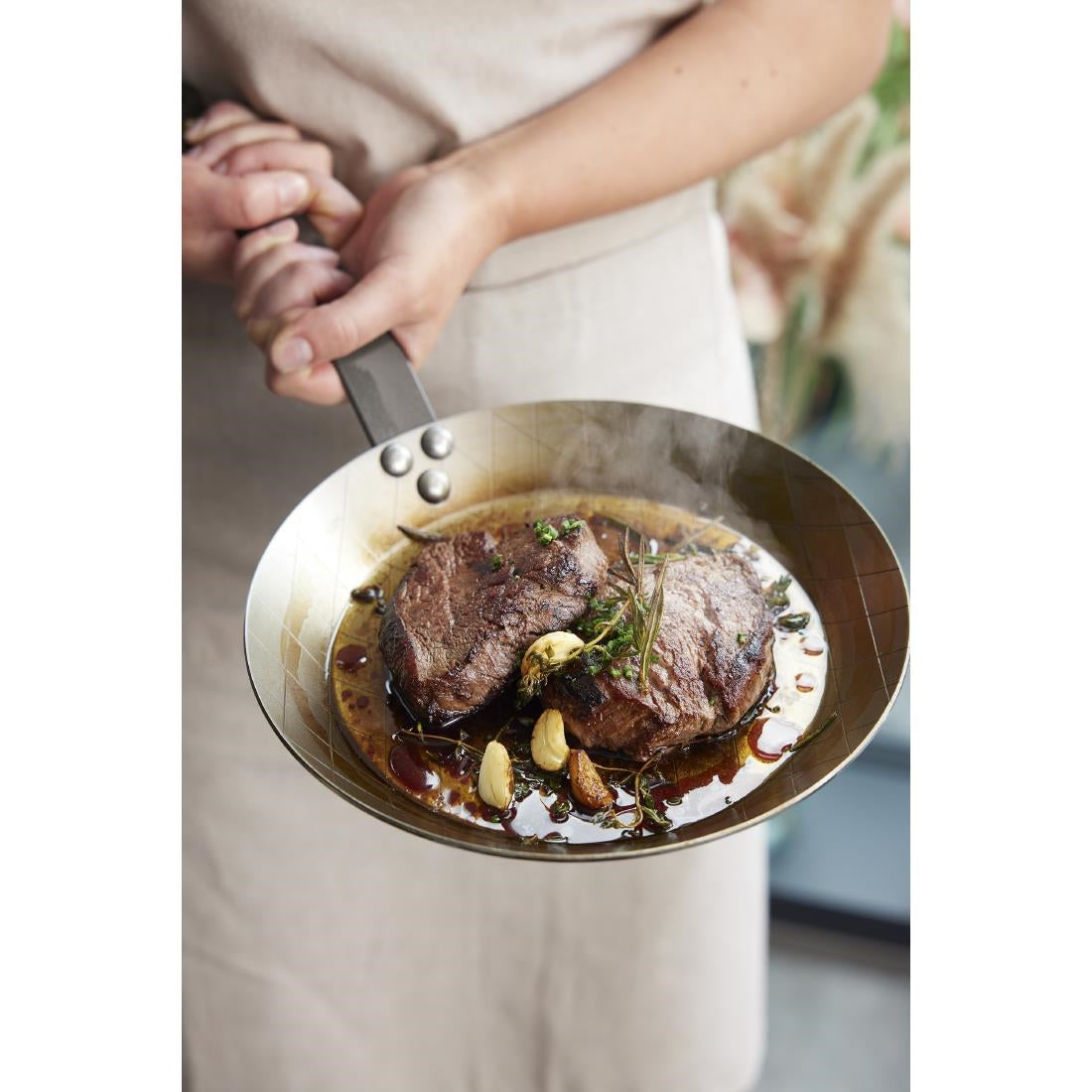 HZ611 - De Buyer Mineral B Steel Steak Frypan 24cm