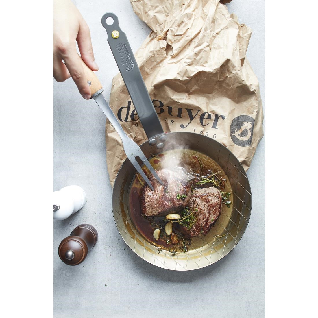 HZ611 - De Buyer Mineral B Steel Steak Frypan 24cm