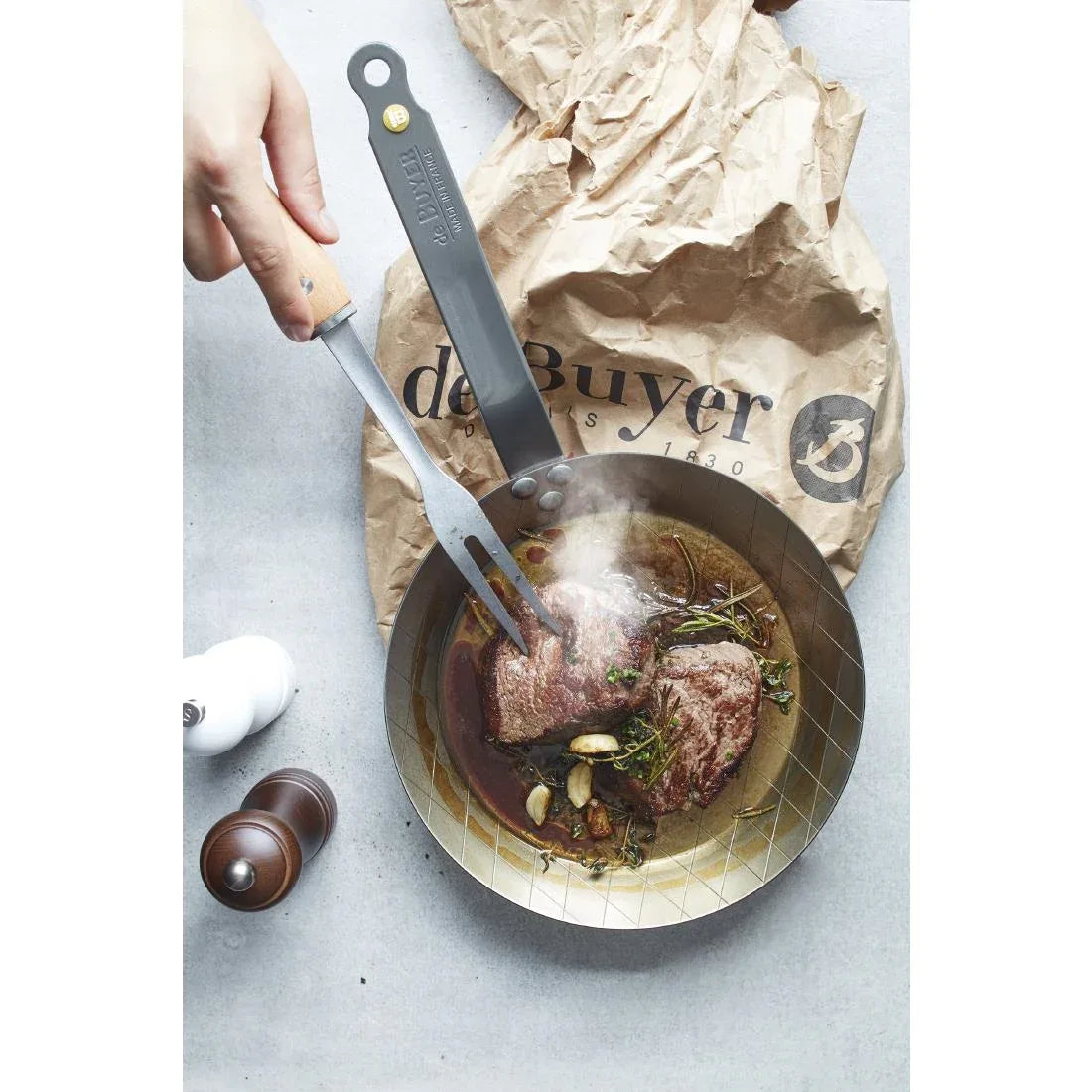 HZ611 - De Buyer Mineral B Steel Steak Frypan 24cm