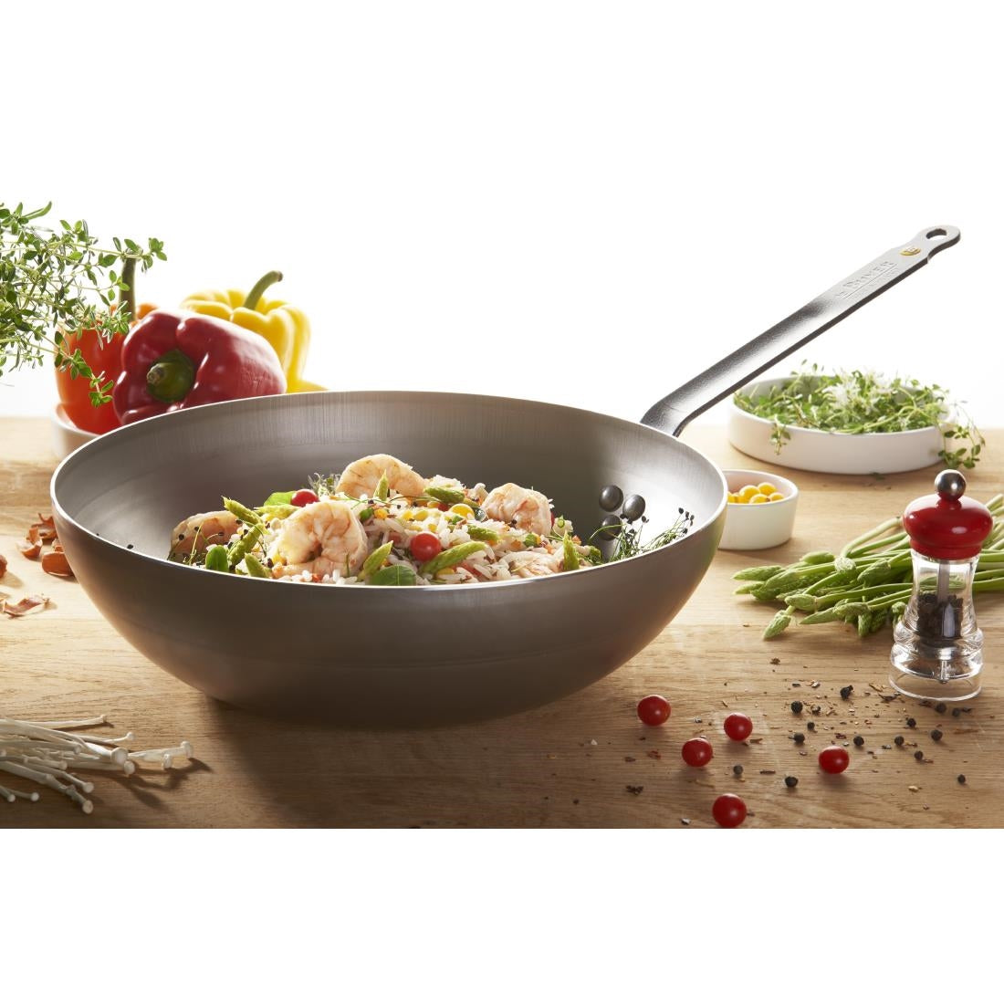 HZ613 - De Buyer Mineral B Rounded Wok 28cm