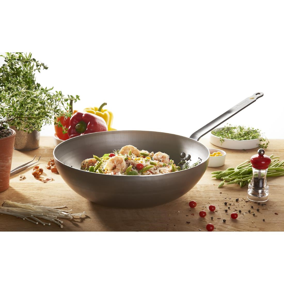 HZ613 - De Buyer Mineral B Rounded Wok 28cm